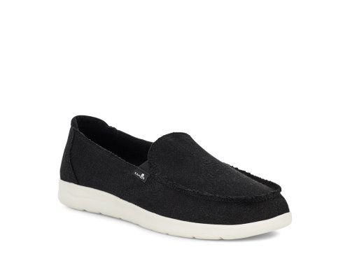 Női Sidewalk Surfers - Sanuk Donna Lite TX Canvas Slip-on - Sanuk Fekete Cipő ZIEPBW754